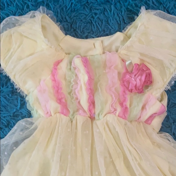 Yellow & Pink Girls lace dress 👗 3T - Never Worn - Picture 2 of 3